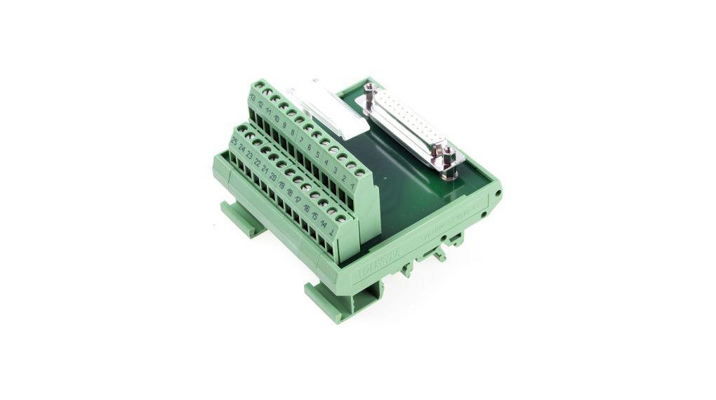 FLKM-D25 SUB/B Series 25-Contact Female Interface Module, D-sub Connector, DIN Rail Mount, 2.5A